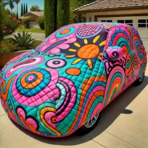 a colorful car cover
