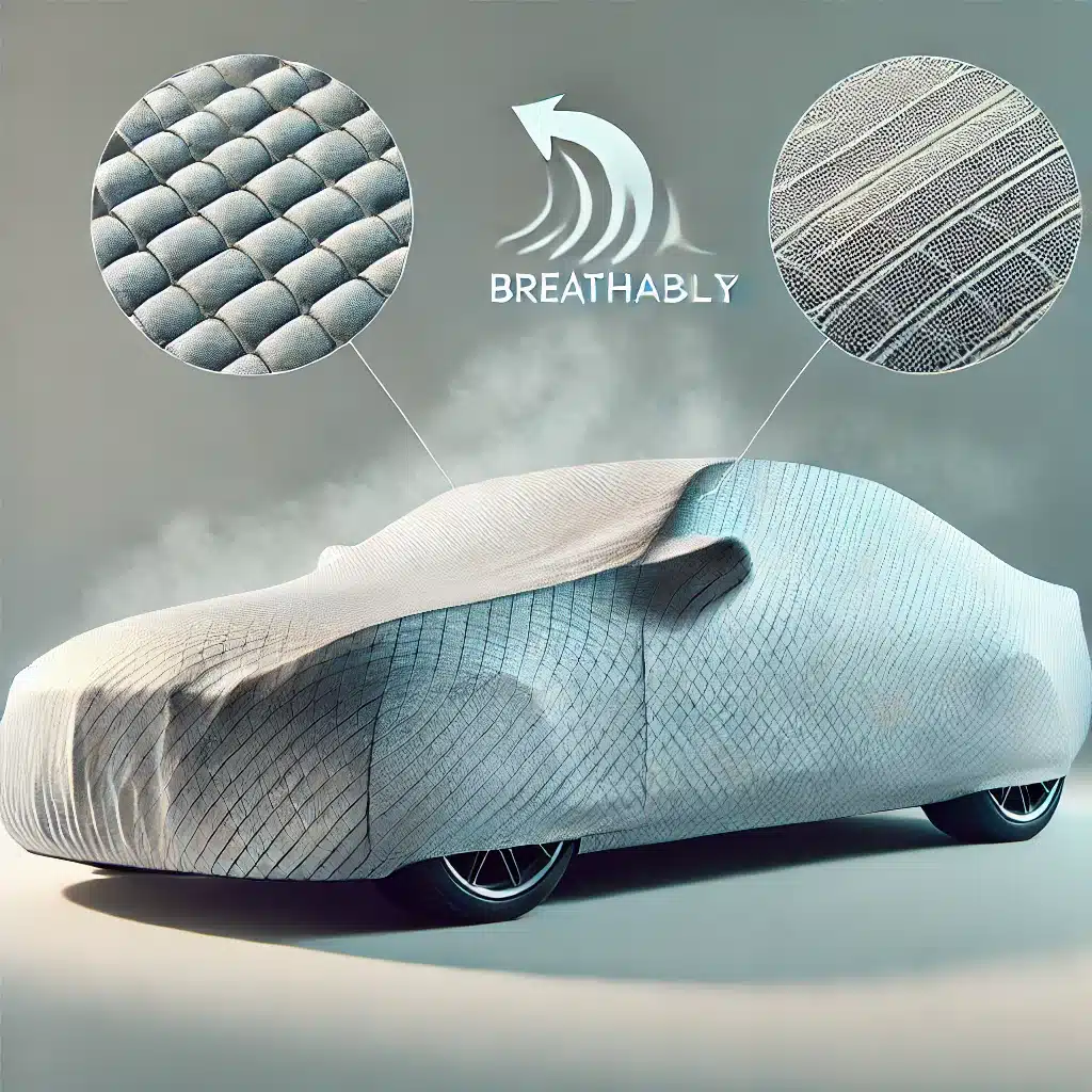  a custom-fitted breathable fabric car cover